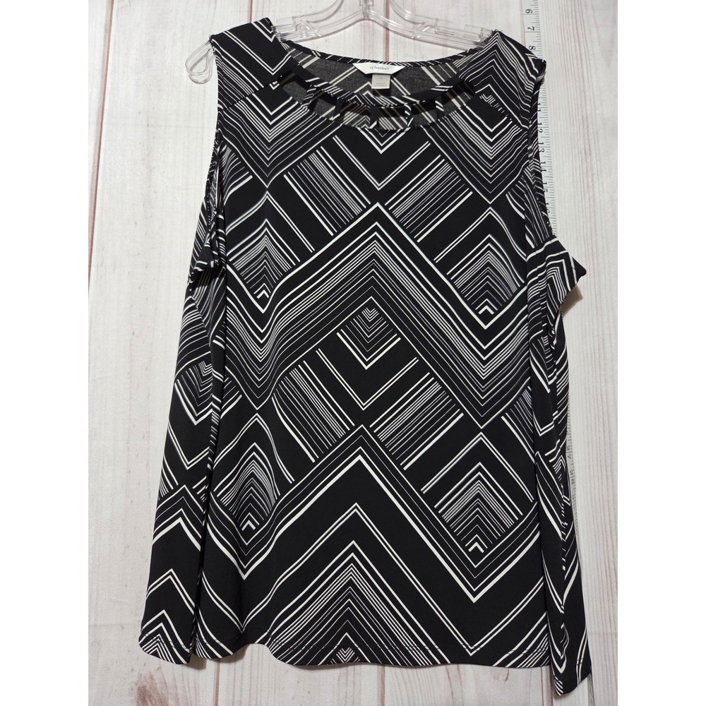 CJ Banks Shirt Ladies‎ 1x Chevron Geometric Print Sleeveless Flowy